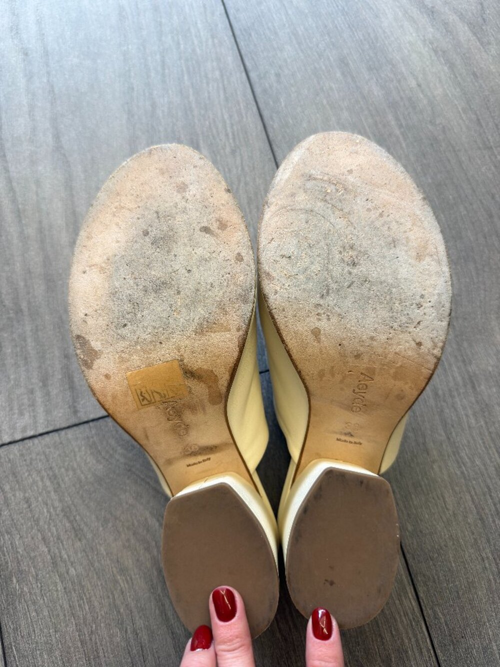 Aeyde Tan Leather Open-Toe Heeled Mules - Picture 5 of 5